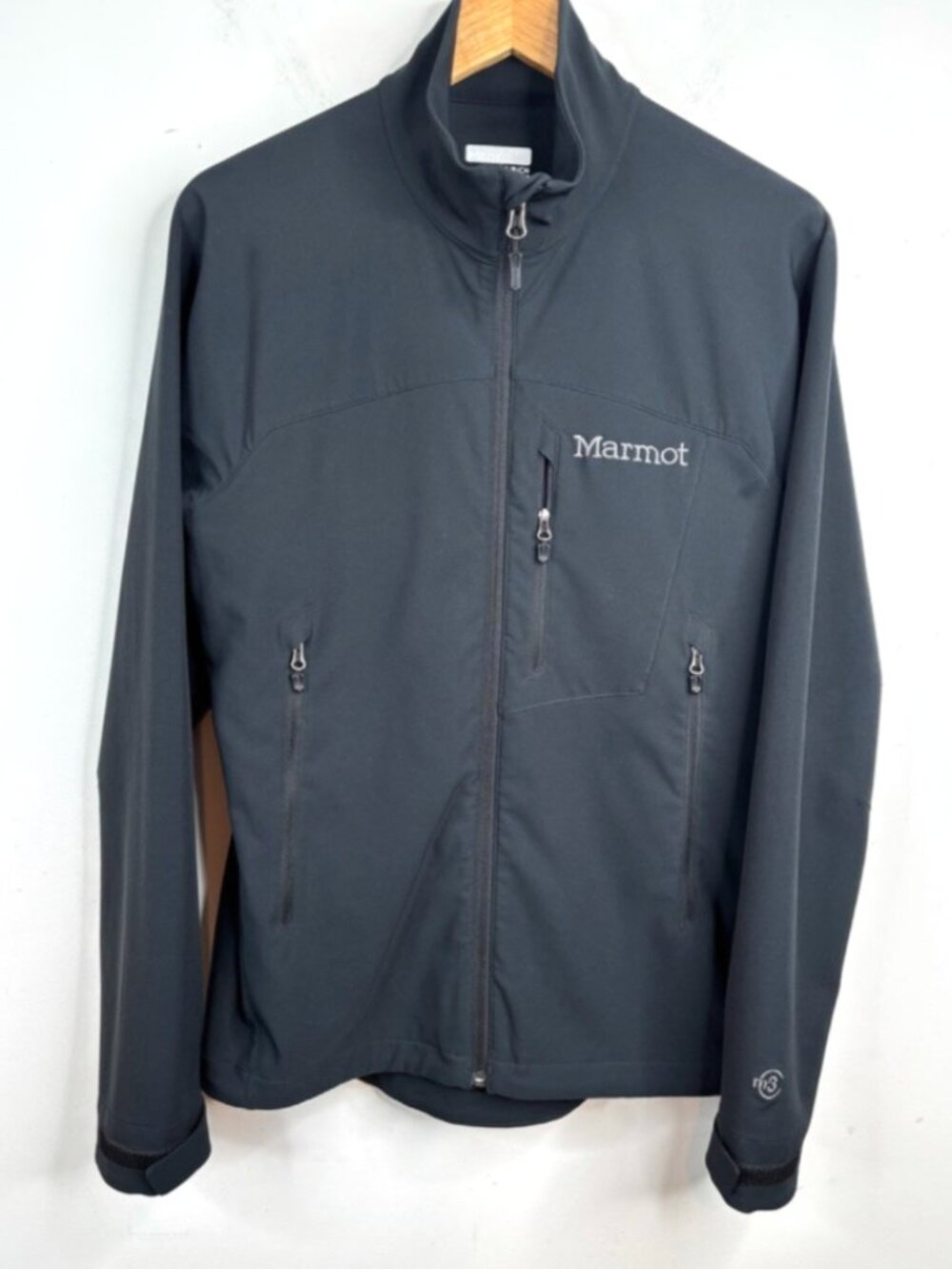 Marmot M3 Softshell Jacket Mens Size Small Black Full Zip Outdoor Hiking Pockets